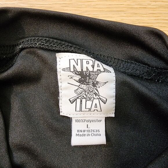 NRA-ILA Shirt Mens Large Polyester Black & Camo Long Sleeve Stretch Logo - Picture 2 of 9